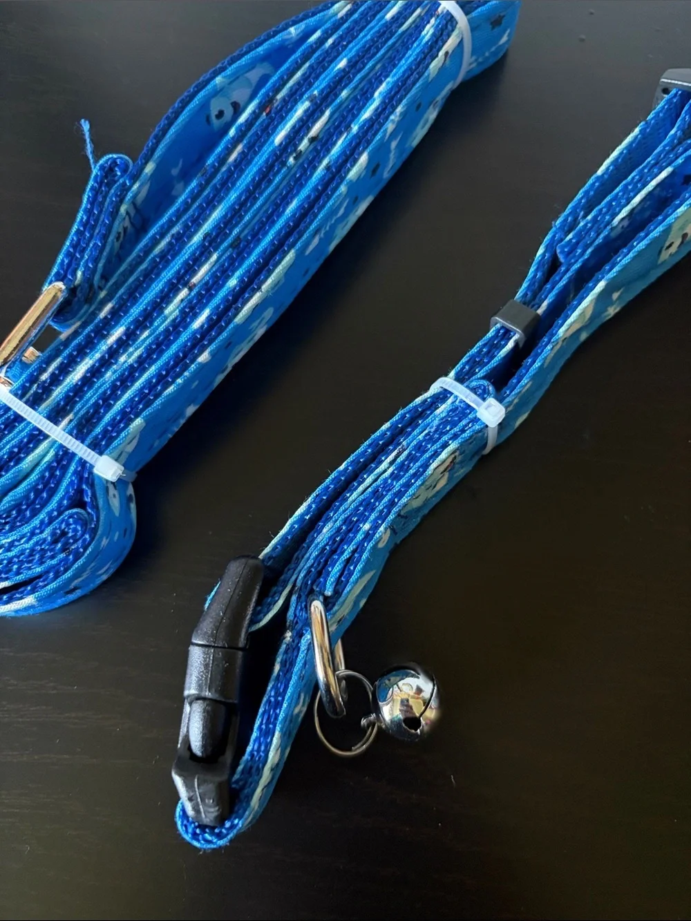Blue Shark Print Pet Collar and Leash Set